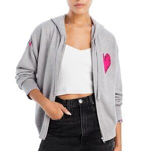 Large Aqua X Kerri Rosenthal Gray Zip Up Sweater